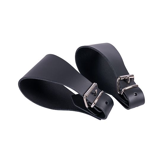 Exclusive Heavy Duty Black Leather Bondage Corset Wrist Restraints - BDSM Gear e