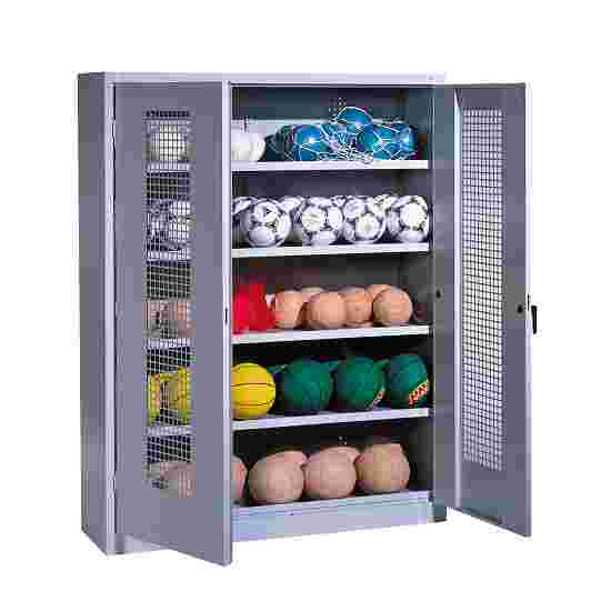Ball Cabinet, HxWxD 195x150x50 cm, with Perforated Metal Double Doors (type 3) Light grey (RAL 7035), Light grey (RAL 7035), Keyed to differ, Ergo-Lock recessed handle