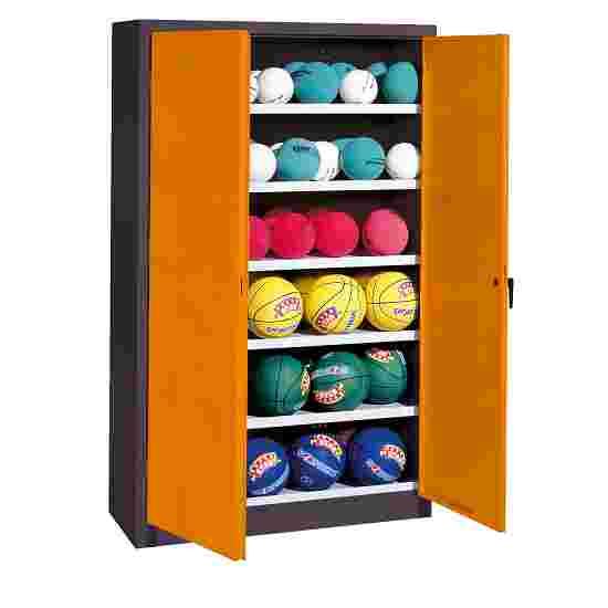 C+P Ball Cabinet Yellow orange (RAL 2000), Anthracite (RAL 7021), Keyed alike, Handle