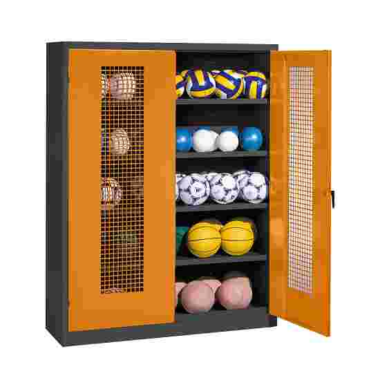 C+P Ball Cabinet Yellow orange (RAL 2000), Anthracite (RAL 7021), Keyed alike, Handle