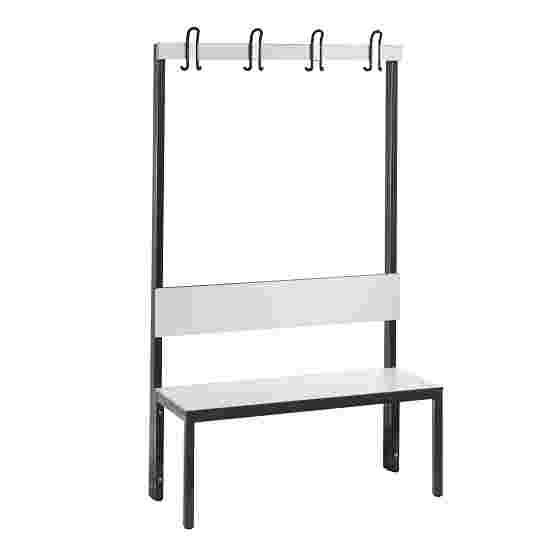 C+P for Damp Areas with Backrest Changing Room Bench 1 m, Without shoe shelf, Approx. Colour RAL 9016 Traffic White