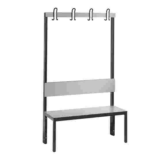 C+P for Damp Areas with Backrest Changing Room Bench 1 m, Without shoe shelf, Approx. Colour RAL 7004 Signal Grey