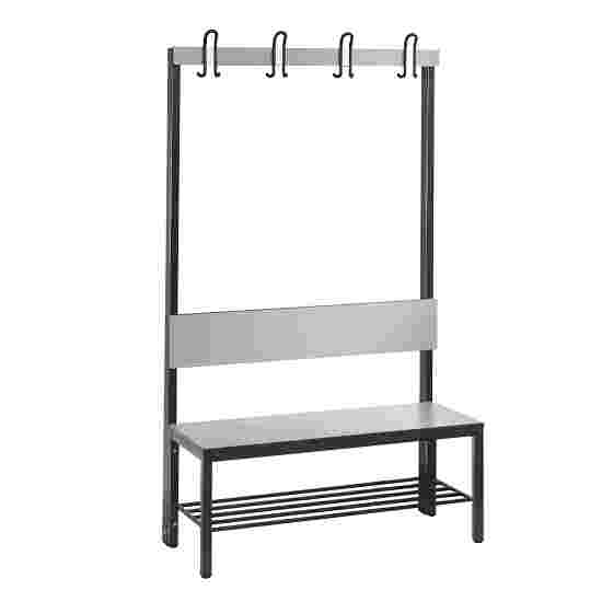 C+P for Damp Areas with Backrest Changing Room Bench 1 m, With shoe shelf, Approx. Colour RAL 7004 Signal Grey