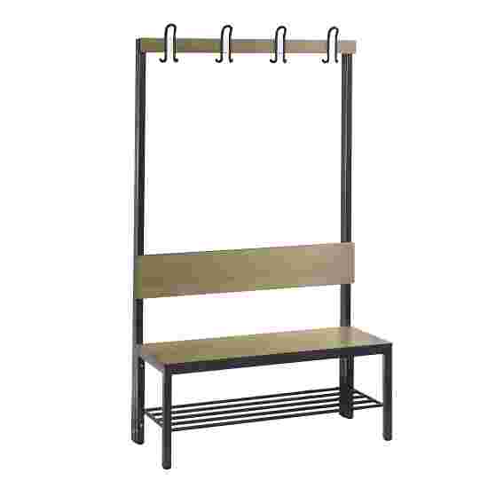 C+P for Damp Areas with Backrest Changing Room Bench 1 m, With shoe shelf, Sereno Oak