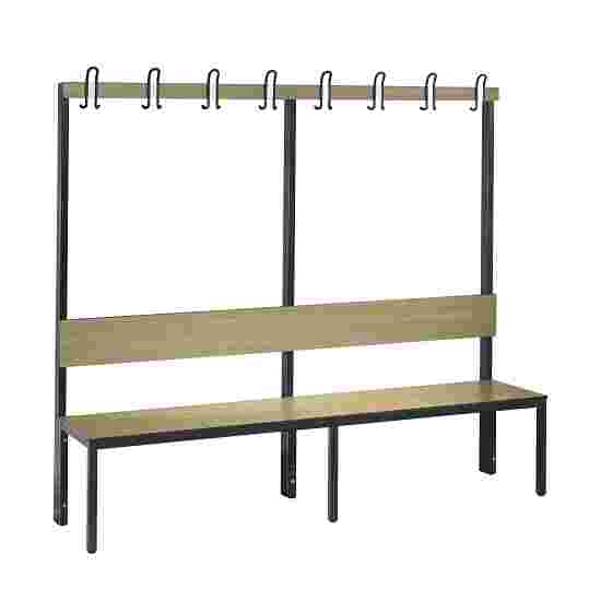 C+P for Damp Areas with Backrest Changing Room Bench 2 m, Without shoe shelf, Sereno Oak