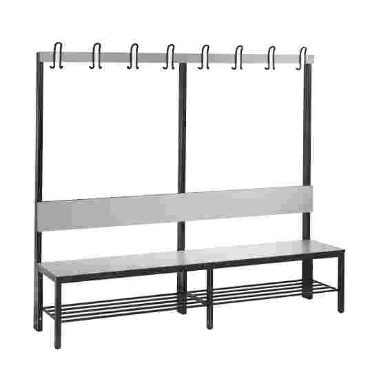 C+P for Damp Areas with Backrest Changing Room Bench 2 m, With shoe shelf, Approx. Colour RAL 7004 Signal Grey