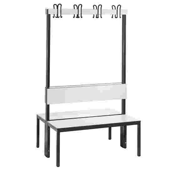 C+P for Damp Areas with Double-Sided Backrest Changing Room Bench 1 m, Without shoe shelf, Approx. Colour RAL 9016 Traffic White