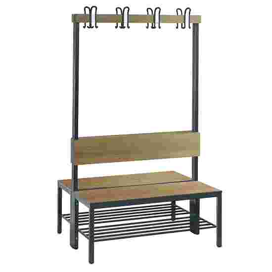 C+P for Damp Areas with Double-Sided Backrest Changing Room Bench 1 m, With shoe shelf, Sereno Oak