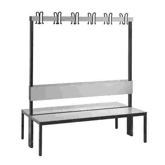 C+P for Damp Areas with Double-Sided Backrest Changing Room Bench 1.5 m, Without shoe shelf, Approx. Colour RAL 7004 Signal Grey