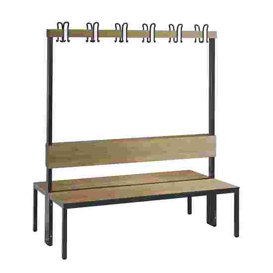 C+P for Damp Areas with Double-Sided Backrest Changing Room Bench 1.5 m, Without shoe shelf, Sereno Oak