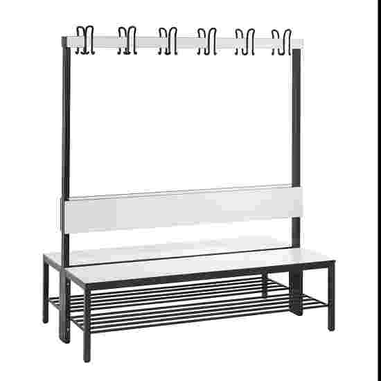 C+P for Damp Areas with Double-Sided Backrest Changing Room Bench 1.5 m, With shoe shelf, Approx. Colour RAL 9016 Traffic White