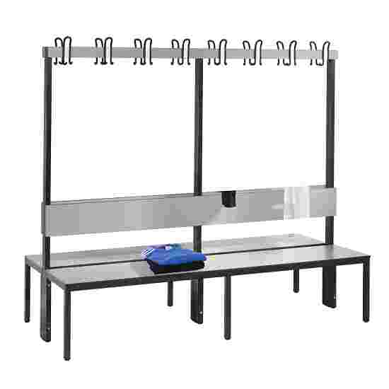 C+P for Damp Areas with Double-Sided Backrest Changing Room Bench 2 m, Without shoe shelf, Approx. Colour RAL 7004 Signal Grey