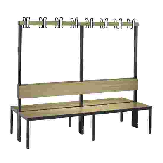 C+P for Damp Areas with Double-Sided Backrest Changing Room Bench 2 m, Without shoe shelf, Sereno Oak