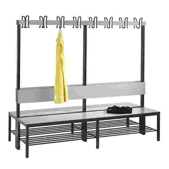 C+P for Damp Areas with Double-Sided Backrest Changing Room Bench 2 m, With shoe shelf, Approx. Colour RAL 7004 Signal Grey