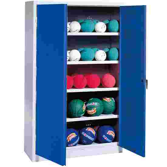 C+P HxWxD 195×150×50 cm, with Metal Double Doors (type 3) Ball Cabinet Gentian blue (RAL 5010), Light grey (RAL 7035), Keyed to differ, Handle