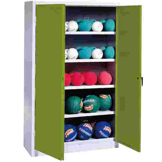 C+P HxWxD 195×150×50 cm, with Metal Double Doors (type 3) Ball Cabinet Clown Green (RAL 110 80 60), Light grey (RAL 7035), Keyed to differ, Handle