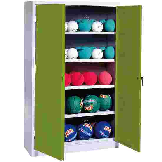 C+P HxWxD 195×150×50 cm, with Metal Double Doors (type 3) Ball Cabinet Clown Green (RAL 110 80 60), Light grey (RAL 7035), Keyed alike, Ergo-Lock recessed handle