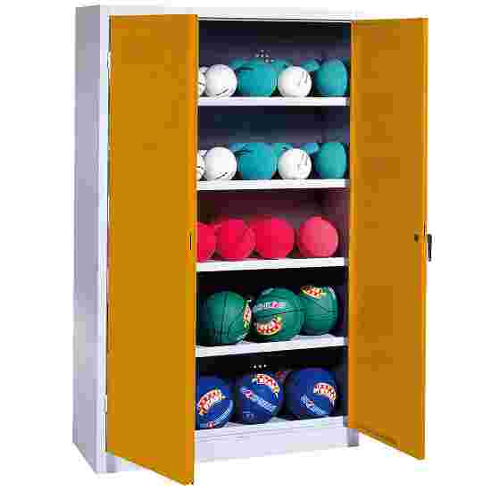 C+P HxWxD 195×150×50 cm, with Metal Double Doors (type 3) Ball Cabinet Golden Yellow (RAL 1004), Light grey (RAL 7035), Keyed alike, Ergo-Lock recessed handle