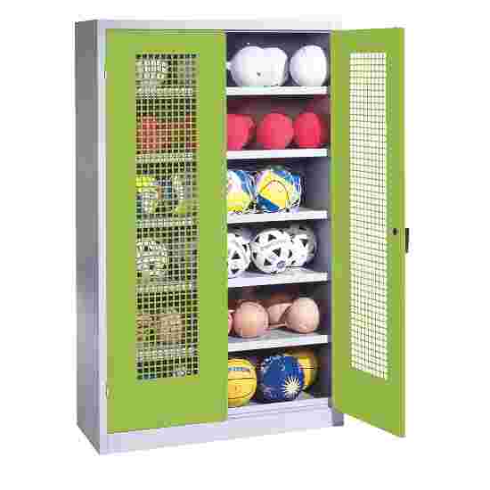 C+P HxWxD 195x120x50 cm, with Perforated Metal Double Doors (type 3) Ball Cabinet Clown Green (RAL 110 80 60), Light grey (RAL 7035), Keyed to differ, Ergo-Lock recessed handle