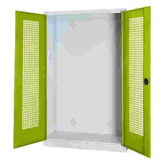 C+P HxWxD 195x120x50 cm, with Perforated Sheet Double Doors Modular sports equipment cabinet Clown Green (RAL 110 80 60), Light grey (RAL 7035), Keyed to differ, Handle