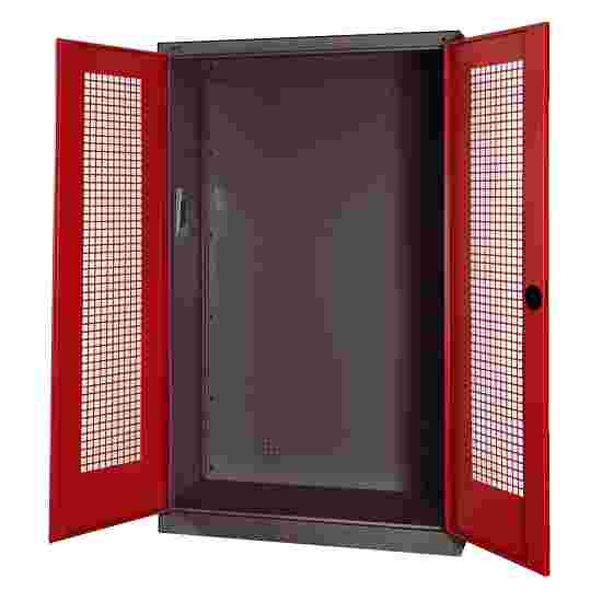 C+P HxWxD 195x120x50 cm, with Perforated Sheet Double Doors Modular sports equipment cabinet Ruby red (RAL 3003), Anthracite (RAL 7021), Keyed to differ, Handle