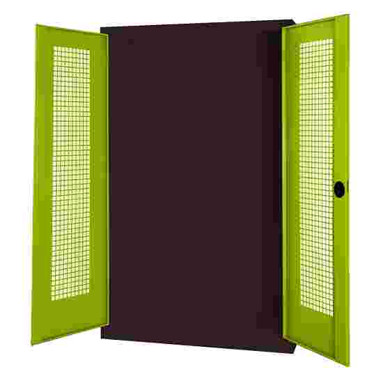 C+P HxWxD 195x120x50 cm, with Perforated Sheet Double Doors Modular sports equipment cabinet Clown Green (RAL 110 80 60), Anthracite (RAL 7021), Keyed to differ, Handle