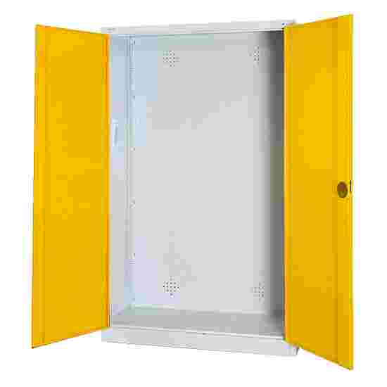 C+P HxWxD 195x120x50 cm, with Perforated Sheet Double Doors Modular sports equipment cabinet Traffic Yellow (RAL 1023), Light grey (RAL 7035), Keyed to differ, Ergo-Lock recessed handle