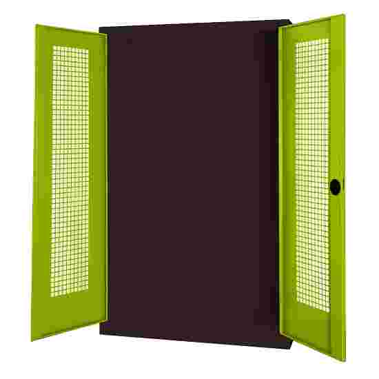 C+P HxWxD 195x120x50 cm, with Perforated Sheet Double Doors Modular sports equipment cabinet Clown Green (RAL 110 80 60), Anthracite (RAL 7021), Keyed to differ, Ergo-Lock recessed handle