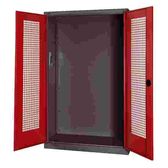 C+P HxWxD 195x120x50 cm, with Perforated Sheet Double Doors Modular sports equipment cabinet Ruby red (RAL 3003), Anthracite (RAL 7021), Keyed alike, Handle