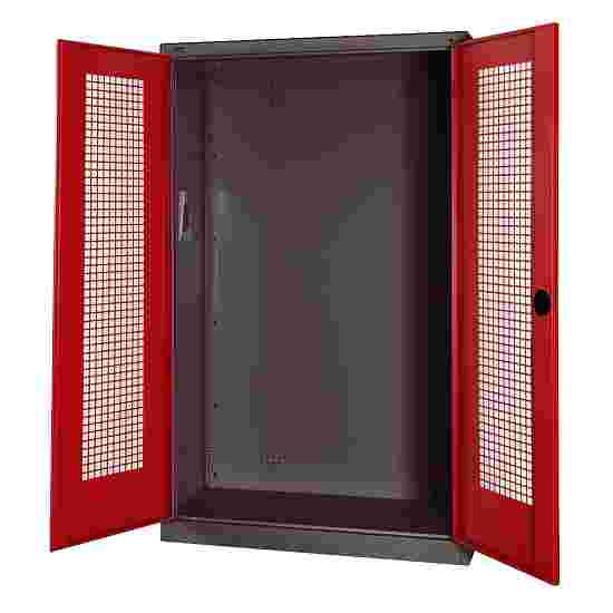 C+P HxWxD 195x120x50 cm, with Perforated Sheet Double Doors Modular sports equipment cabinet Ruby red (RAL 3003), Anthracite (RAL 7021), Keyed alike, Ergo-Lock recessed handle