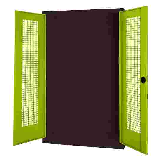 C+P HxWxD 195x120x50 cm, with Perforated Sheet Double Doors Modular sports equipment cabinet Clown Green (RAL 110 80 60), Anthracite (RAL 7021), Keyed alike, Ergo-Lock recessed handle