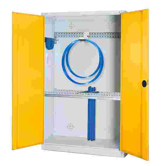 C+P HxWxD 195x120x50 cm, with Sheet Metal Double Doors Modular sports equipment cabinet Traffic Yellow (RAL 1023), Light grey (RAL 7035), Keyed to differ, Handle