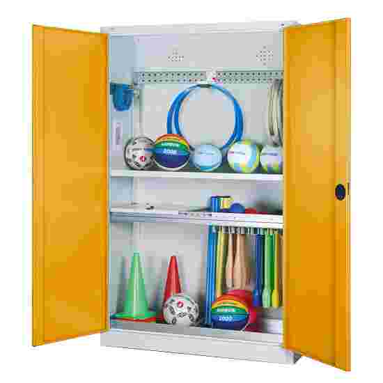 C+P HxWxD 195x120x50 cm, with Sheet Metal Double Doors Modular sports equipment cabinet Golden Yellow (RAL 1004), Light grey (RAL 7035), Keyed to differ, Handle