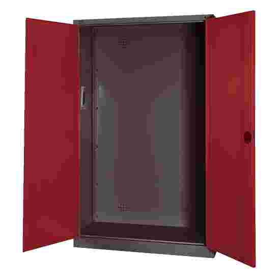 C+P HxWxD 195x120x50 cm, with Sheet Metal Double Doors Modular sports equipment cabinet Ruby red (RAL 3003), Anthracite (RAL 7021), Keyed alike, Handle