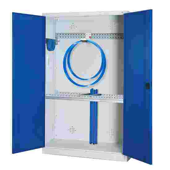 C+P HxWxD 195x120x50 cm, with Sheet Metal Double Doors Modular sports equipment cabinet Gentian blue (RAL 5010), Light grey (RAL 7035), Keyed alike, Ergo-Lock recessed handle