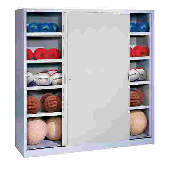 C+P HxWxD 195x120x50 cm, with Sheet Metal Sliding Doors (type 4) Ball Cabinet Light grey (RAL 7035), Light grey (RAL 7035), Keyed to differ