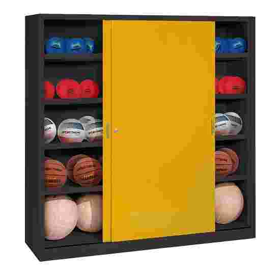 C+P HxWxD 195x120x50 cm, with Sheet Metal Sliding Doors (type 4) Ball Cabinet Golden Yellow (RAL 1004), Anthracite (RAL 7021), Keyed to differ