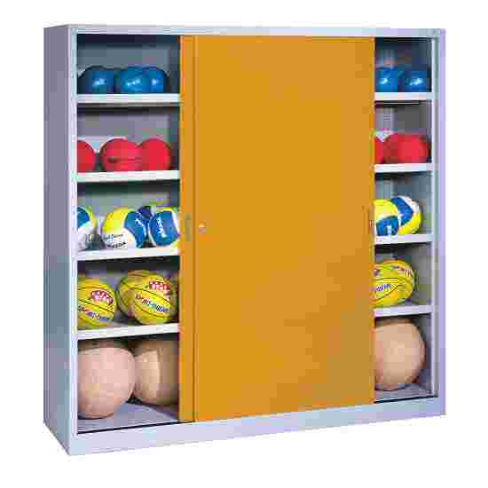 C+P HxWxD 195x120x50 cm, with Sheet Metal Sliding Doors (type 4) Ball Cabinet Golden Yellow (RAL 1004), Light grey (RAL 7035), Keyed alike