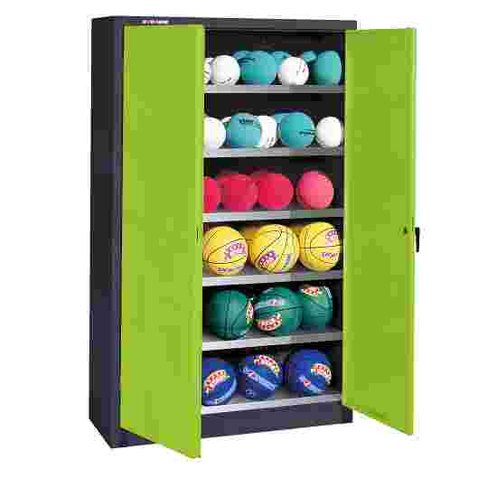 C+P HxWxD 195x93x40 cm, with Sheet Metal Double Doors (type 3) Ball Cabinet Clown Green (RAL 110 80 60), Anthracite (RAL 7021), Keyed alike