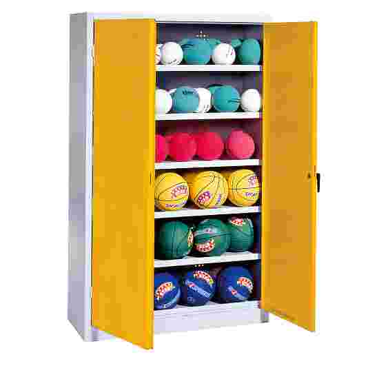 C+P HxWxD 195x93x50 cm, with Sheet Metal Double Doors (type 3) Ball Cabinet Traffic Yellow (RAL 1023), Light grey (RAL 7035), Keyed alike