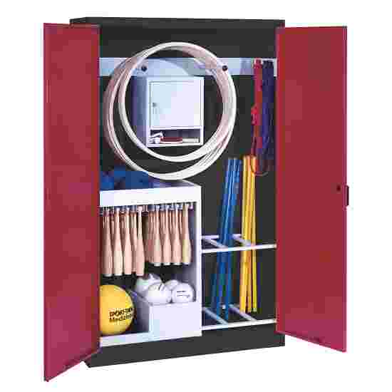 C+P Sports equipment cabinet Ruby red (RAL 3003), Anthracite (RAL 7021), Keyed to differ, Handle