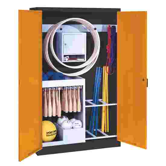 C+P Sports equipment cabinet Yellow orange (RAL 2000), Anthracite (RAL 7021), Keyed to differ, Handle