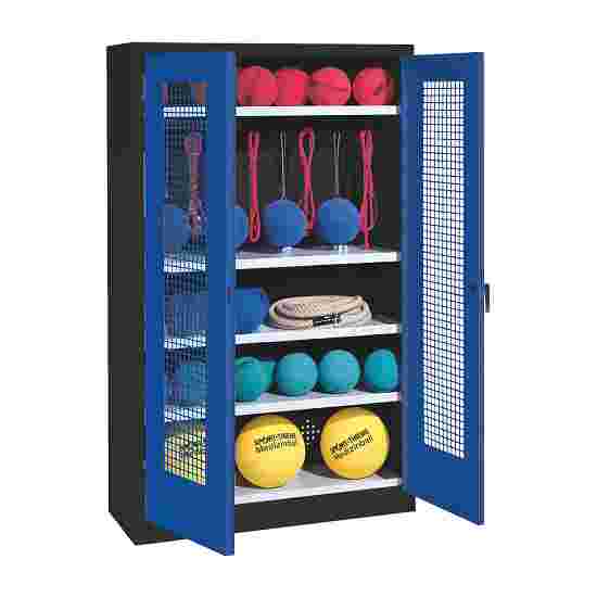 C+P Sports equipment cabinet Gentian blue (RAL 5010), Anthracite (RAL 7021), Keyed to differ, Handle