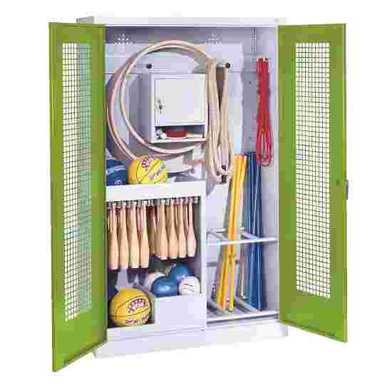 C+P Sports equipment cabinet Viridian green (RDS 110 80 60), Light grey (RAL 7035), Ergo-Lock recessed handle, Keyed to differ