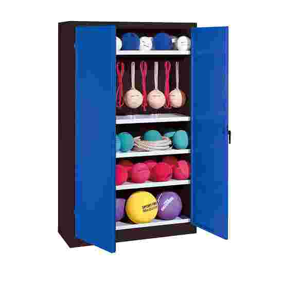 C+P Sports equipment cabinet Gentian blue (RAL 5010), Anthracite (RAL 7021), Keyed to differ, Ergo-Lock recessed handle