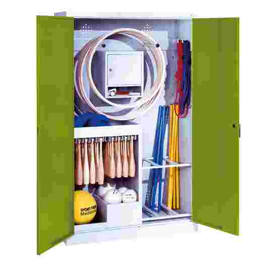 C+P Sports equipment cabinet Viridian green (RDS 110 80 60), Light grey (RAL 7035), Keyed alike, Handle