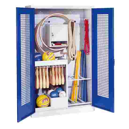 C+P Sports equipment cabinet Gentian blue (RAL 5010), Light grey (RAL 7035), Handle, Keyed alike