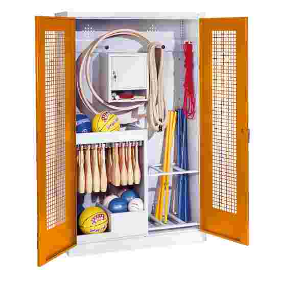 C+P Sports equipment cabinet Yellow orange (RAL 2000), Light grey (RAL 7035), Handle, Keyed alike