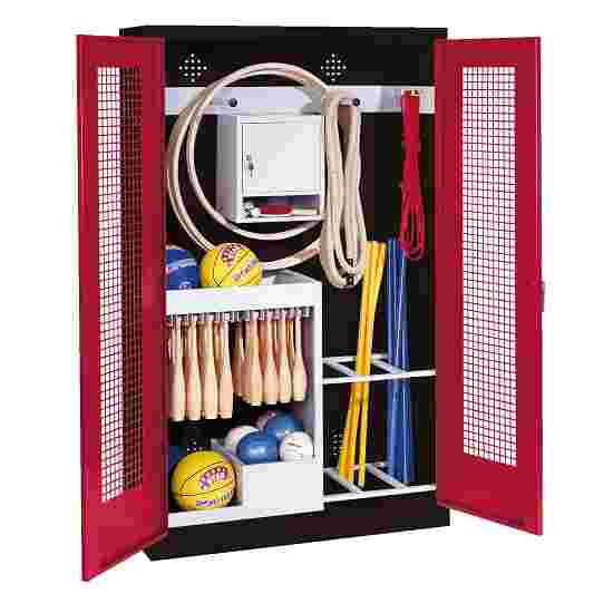 C+P Sports equipment cabinet Ruby red (RAL 3003), Anthracite (RAL 7021), Handle, Keyed alike