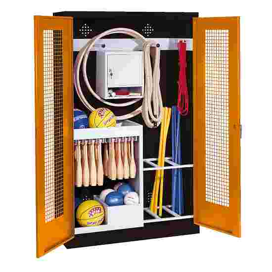 C+P Sports equipment cabinet Yellow orange (RAL 2000), Anthracite (RAL 7021), Handle, Keyed alike